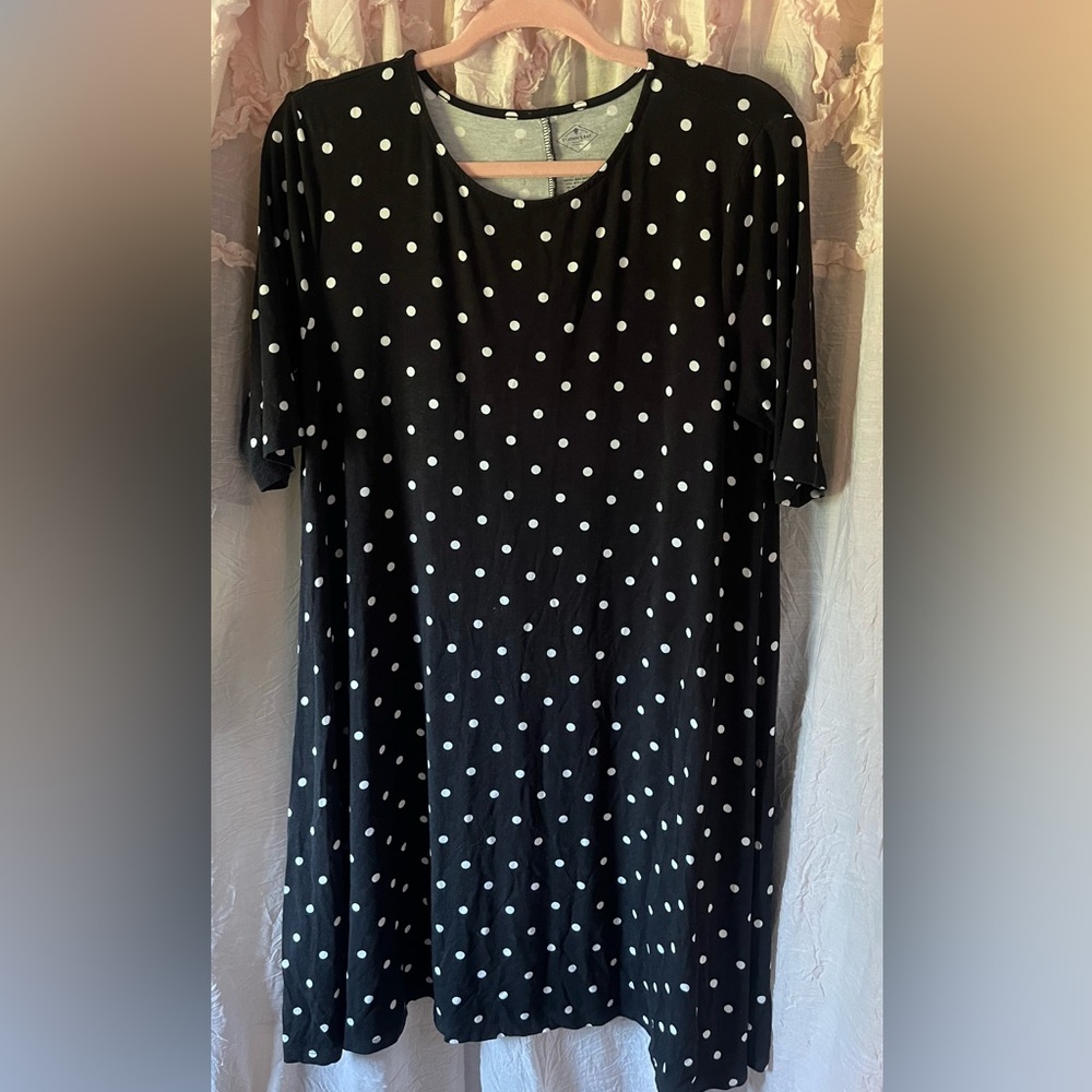 St. John's Bay Black and White Polka Dot Top